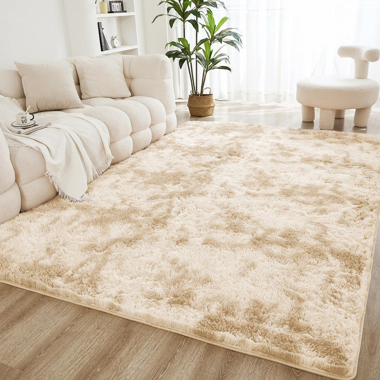 Tie Dye Cream Shaggy Rug