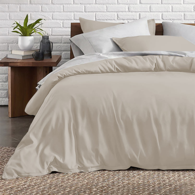Cream Bedding Duvet Cover Set Plain