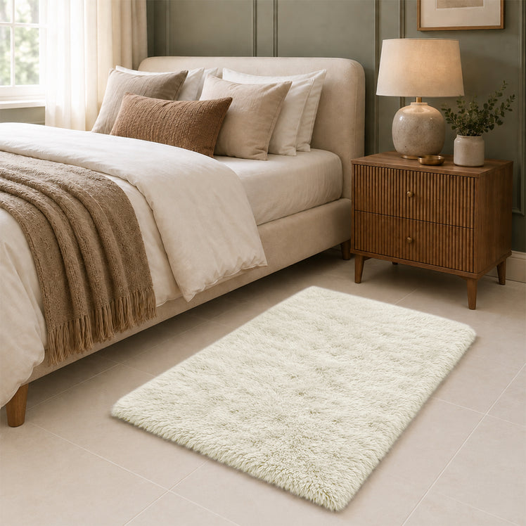 Cream Shaggy Rug Large Soft Fluffy Shag Pile