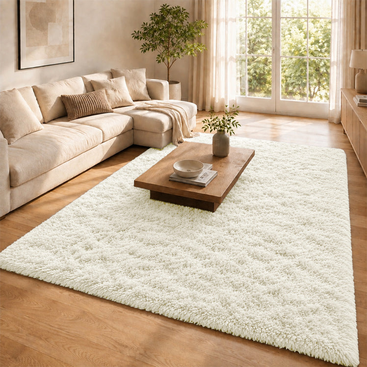 Cream Shaggy Rug Large Soft Fluffy Shag Pile