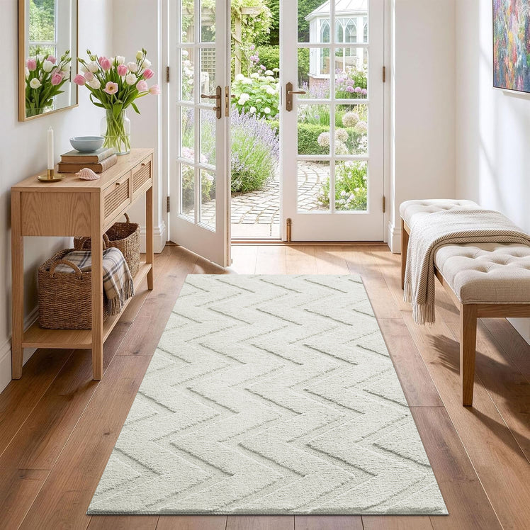 Geometric Embossed High-Low Pile Area Rug
