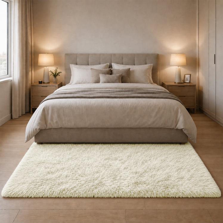 Cream Shaggy Rug Large Soft Fluffy Shag Pile