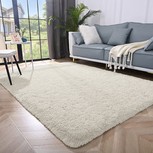 Cream Shaggy Rug Large Soft Fluffy Shag Pile