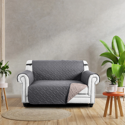 2 & 3 Seater Sofa Covers Waterproof Reversible Dark Grey/Beige