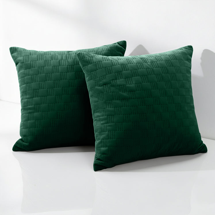 Check Embossed Velvet Cushion Cover