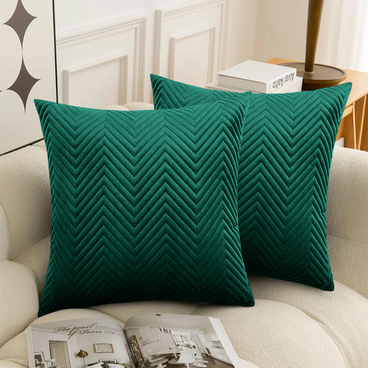 2 & 4 Pack Cushion Covers Chevron Design Velvet Fabric