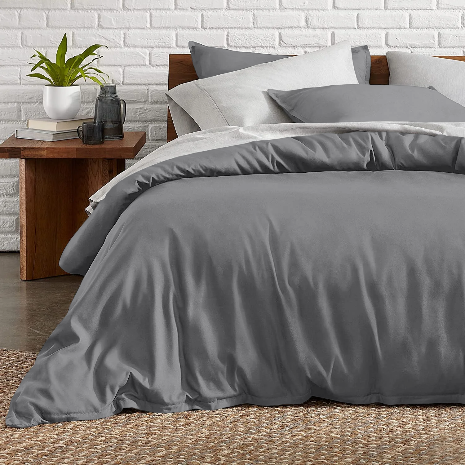 Grey Duvet Cover Set Plain