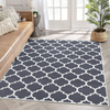 Grey Large Runner Rugs Lattice Printed