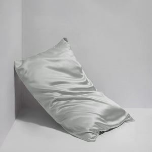 Grey Satin Silk Pillowcases Pair