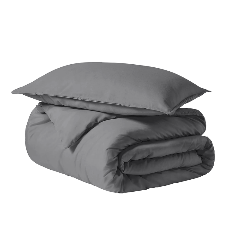 Grey Duvet Cover Set Plain