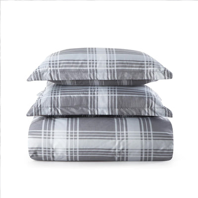 Grey Check Printed Duvet Cover