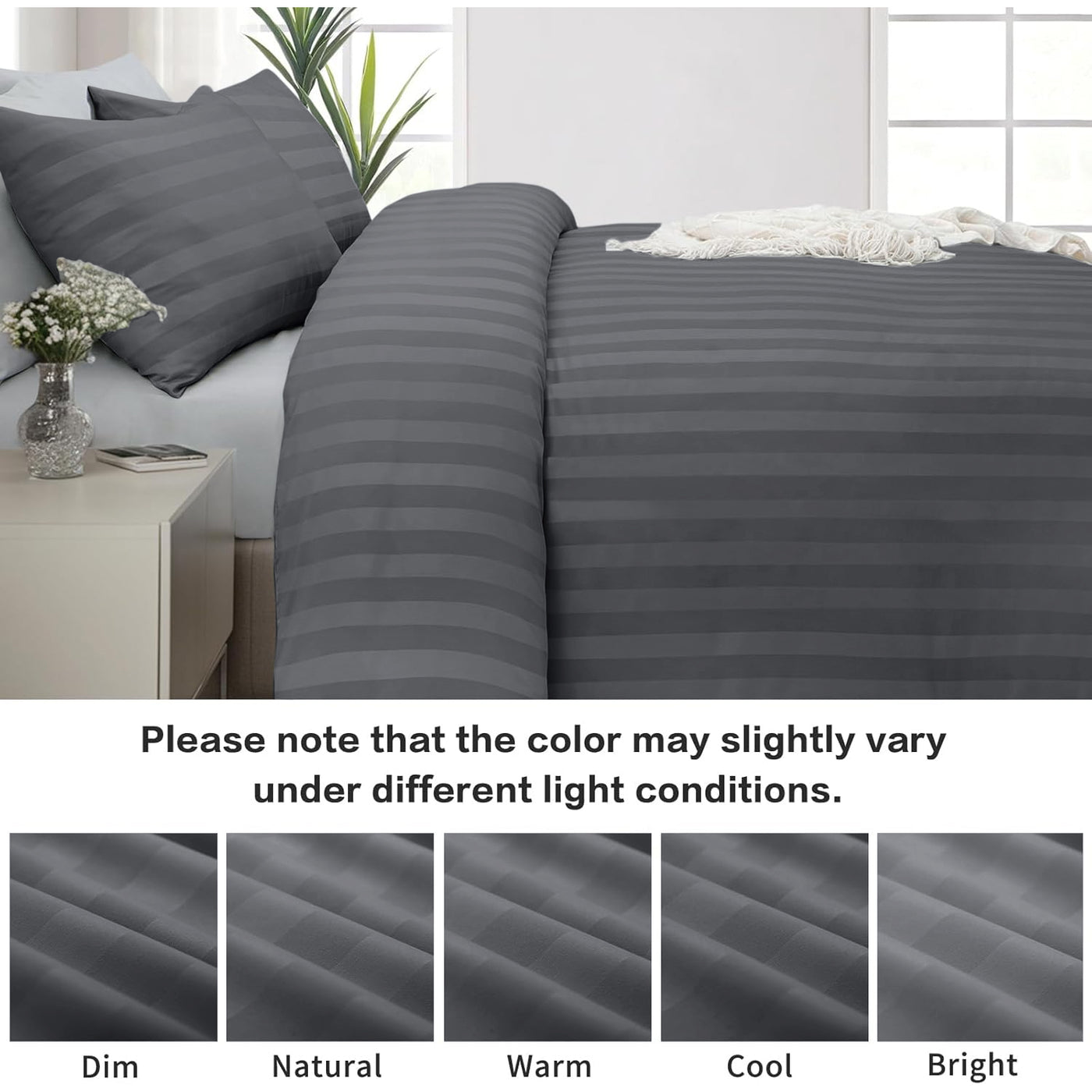 4 Piece Stripe Bedding Set - Duvet Cover, Fitted Sheet & Pillowcases