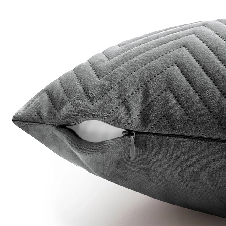 2 & 4 Pack Cushion Covers Chevron Design Velvet Fabric