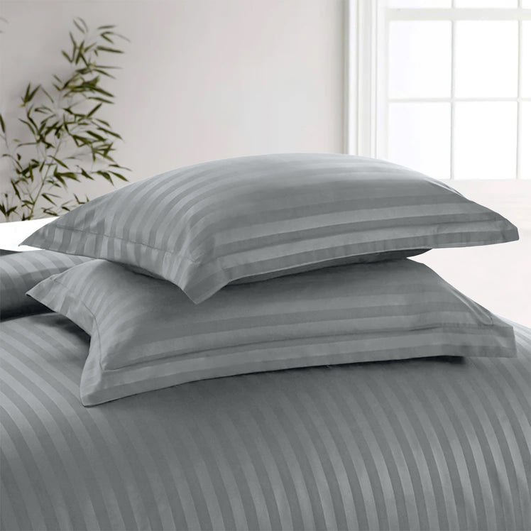 Grey Striped Bedding Duvet Cover Set