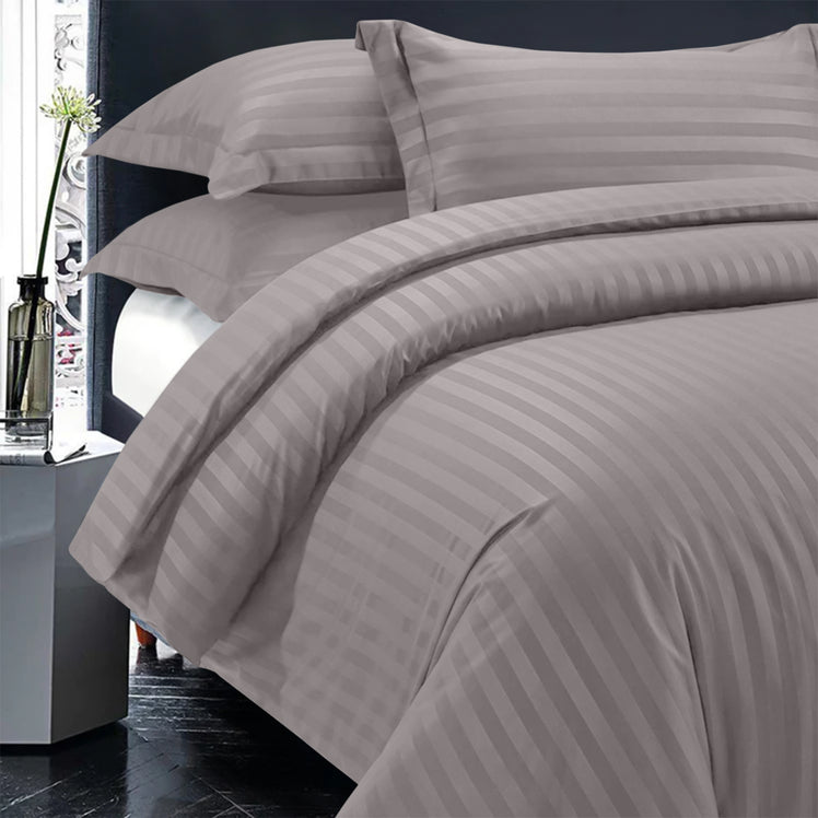 Grey Striped Bedding Duvet Cover Set