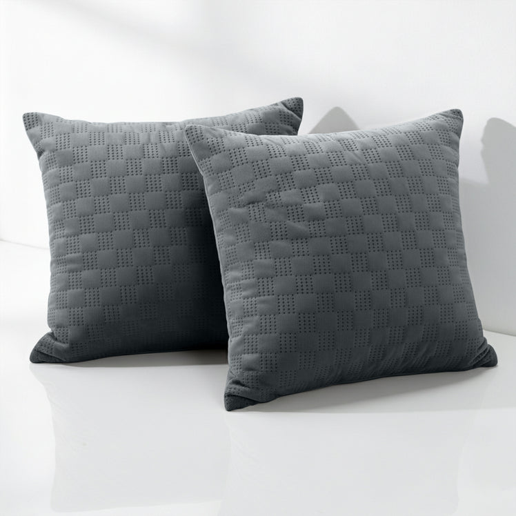 Check Embossed Velvet Cushion Cover