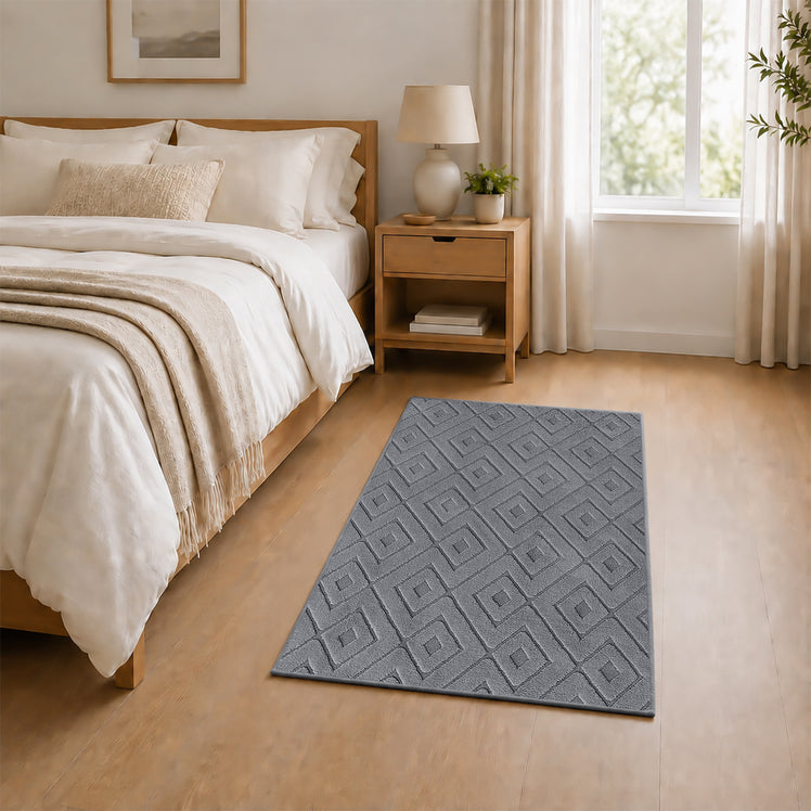 Geometric Embossed High-Low Pile Area Rug