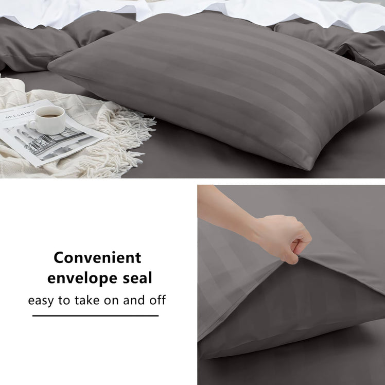 4 Piece Stripe Bedding Set - Duvet Cover, Fitted Sheet & Pillowcases
