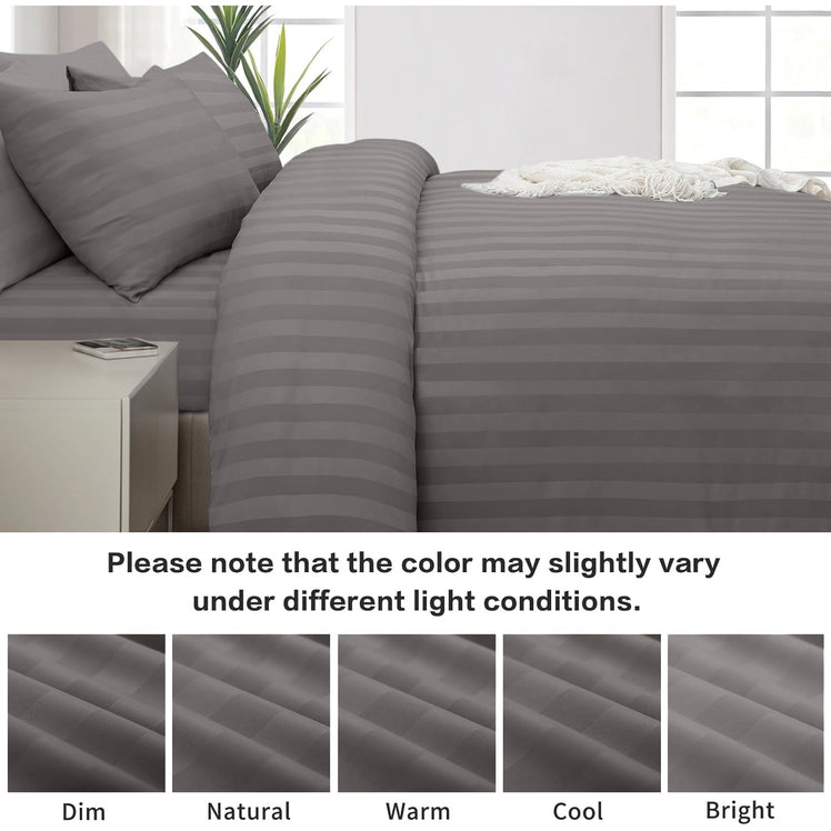 4 Piece Stripe Bedding Set - Duvet Cover, Fitted Sheet & Pillowcases