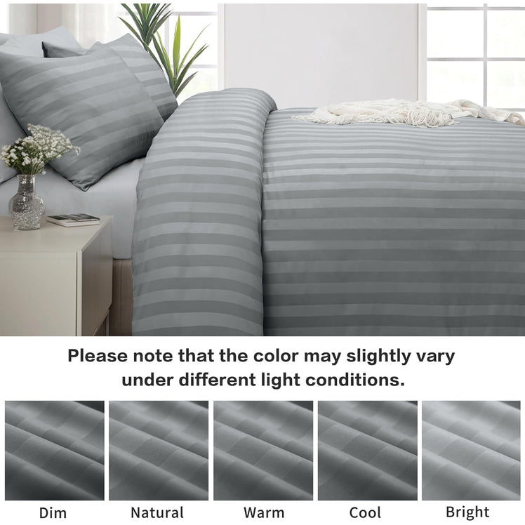 4 Piece Stripe Bedding Set - Duvet Cover, Fitted Sheet & Pillowcases