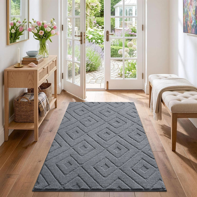 Geometric Embossed High-Low Pile Area Rug