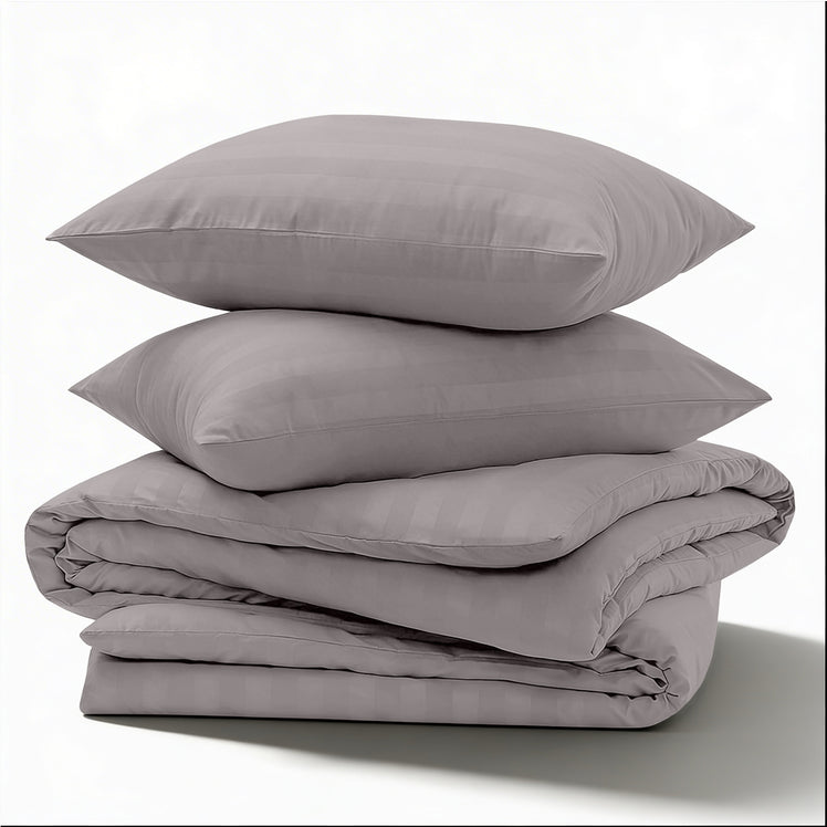 Grey Striped Bedding Duvet Cover Set