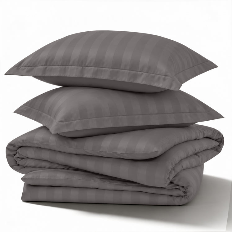 4 Piece Stripe Bedding Set - Duvet Cover, Fitted Sheet & Pillowcases