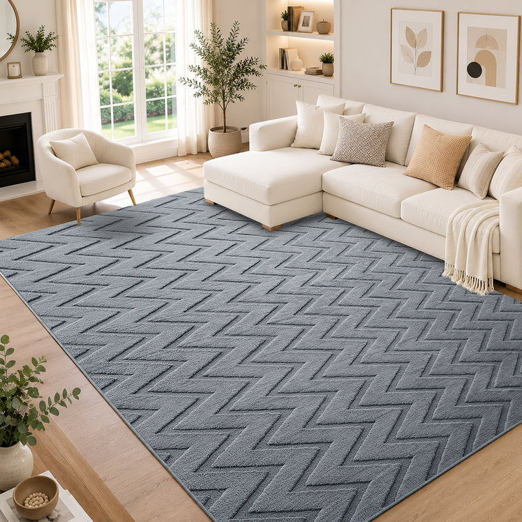 Geometric Embossed High-Low Pile Area Rug