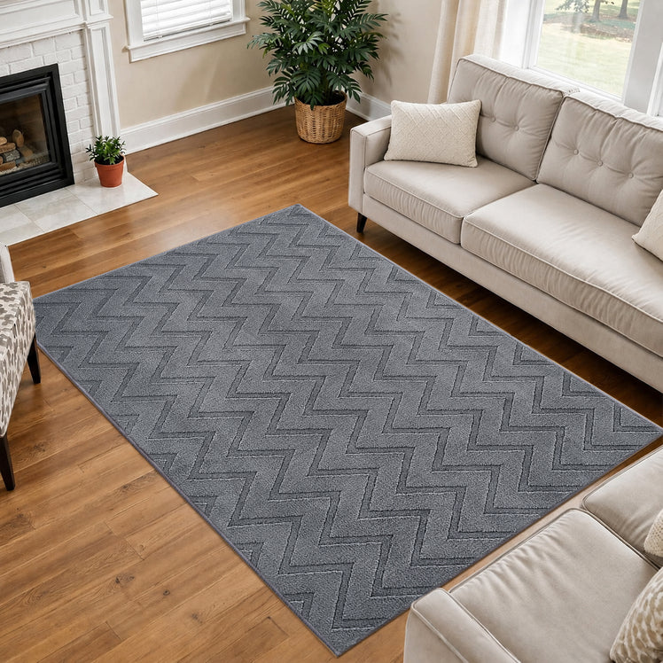Geometric Embossed High-Low Pile Area Rug
