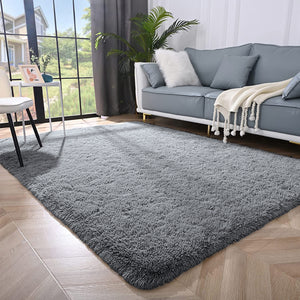 Grey Shaggy Rug Large & Soft Shag Pile