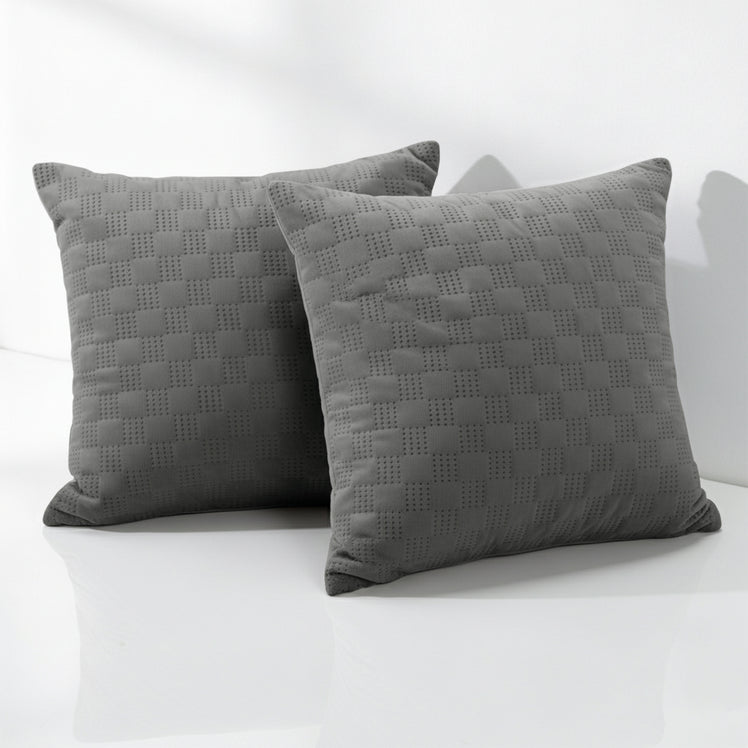 Check Embossed Velvet Cushion Cover