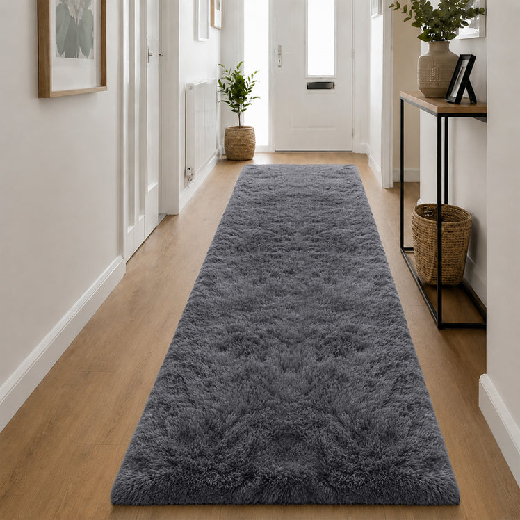 Grey Fluffy Shaggy Rug Large