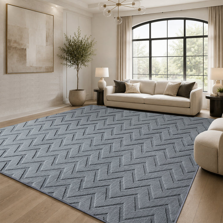Geometric Embossed High-Low Pile Area Rug