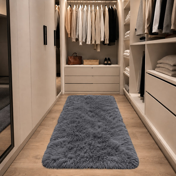 Grey Fluffy Shaggy Rug Large