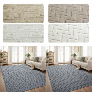 Geometric Embossed High-Low Pile Area Rug