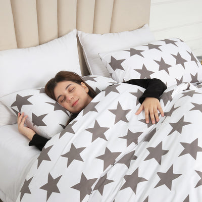 Grey Star Printed Duvet Cover