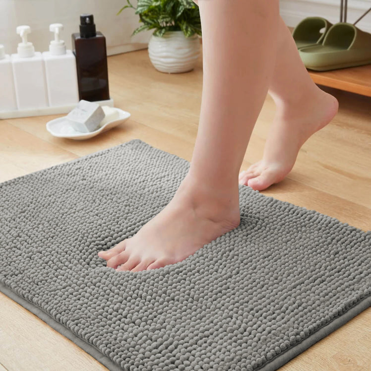 Silver Chenille Bath Mat