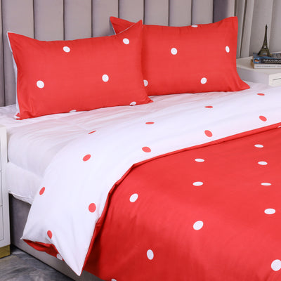 Red & White Duvet Cover Polka Dot Printed