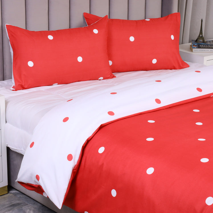 Red & White Duvet Cover Polka Dot Printed