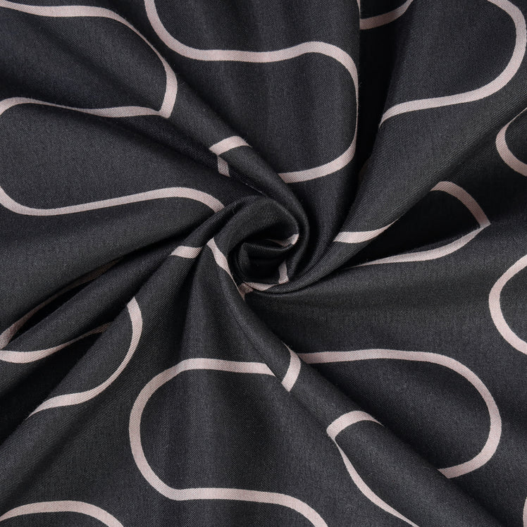 Grey & Black Duvet Cover Waves Printed