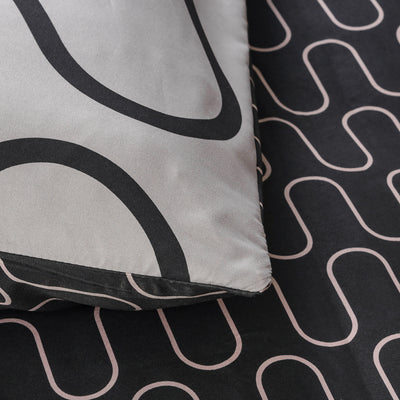 Grey & Black Duvet Cover Waves Printed