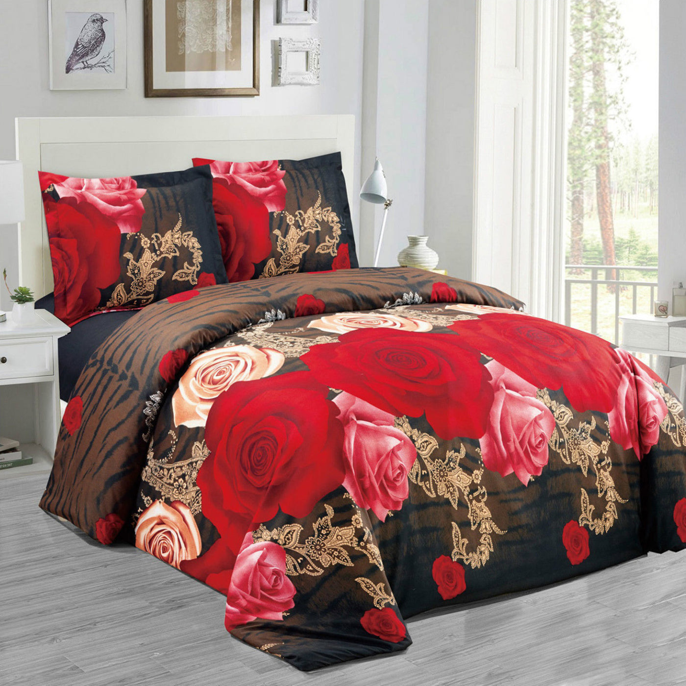 3D Floral Duvet Complete Bedding Set