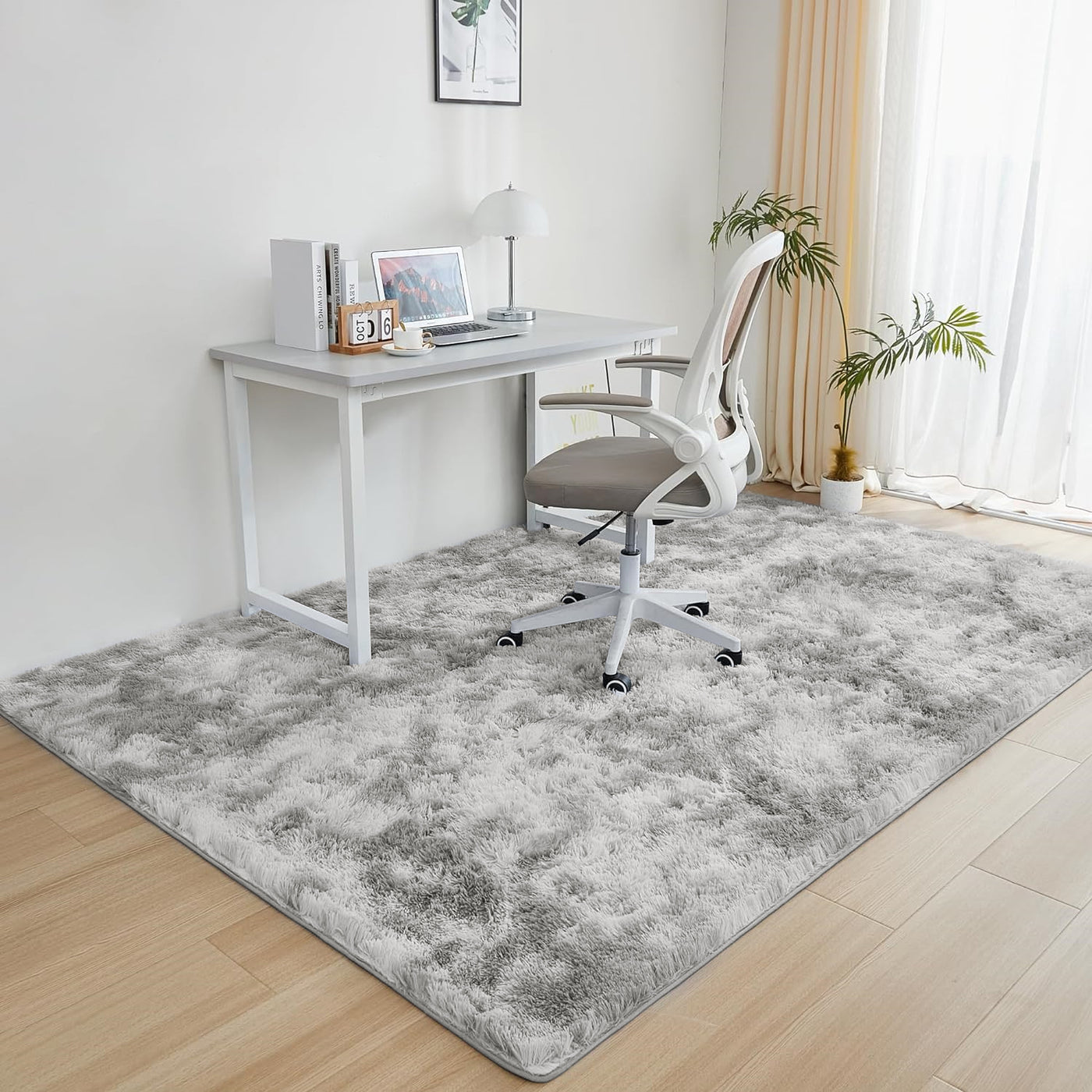 Tie Dye Light Grey Shaggy Rug