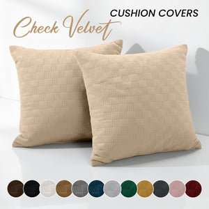 Check Embossed Velvet Cushion Cover