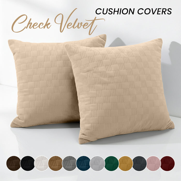 Check Embossed Velvet Cushion Cover
