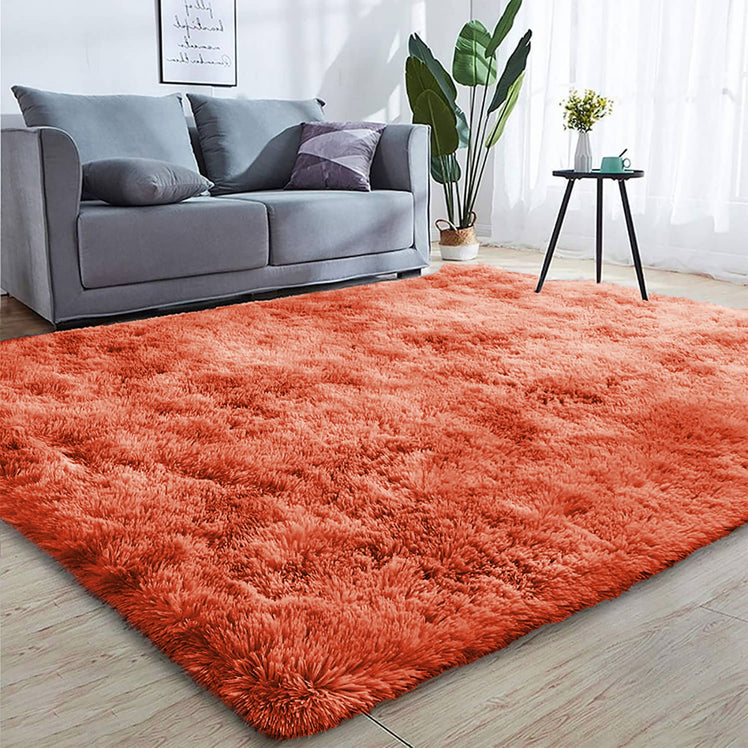 Fluffy Large Shaggy Rug Rust