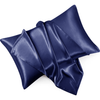 Navy Satin Silk Pillowcases Pair