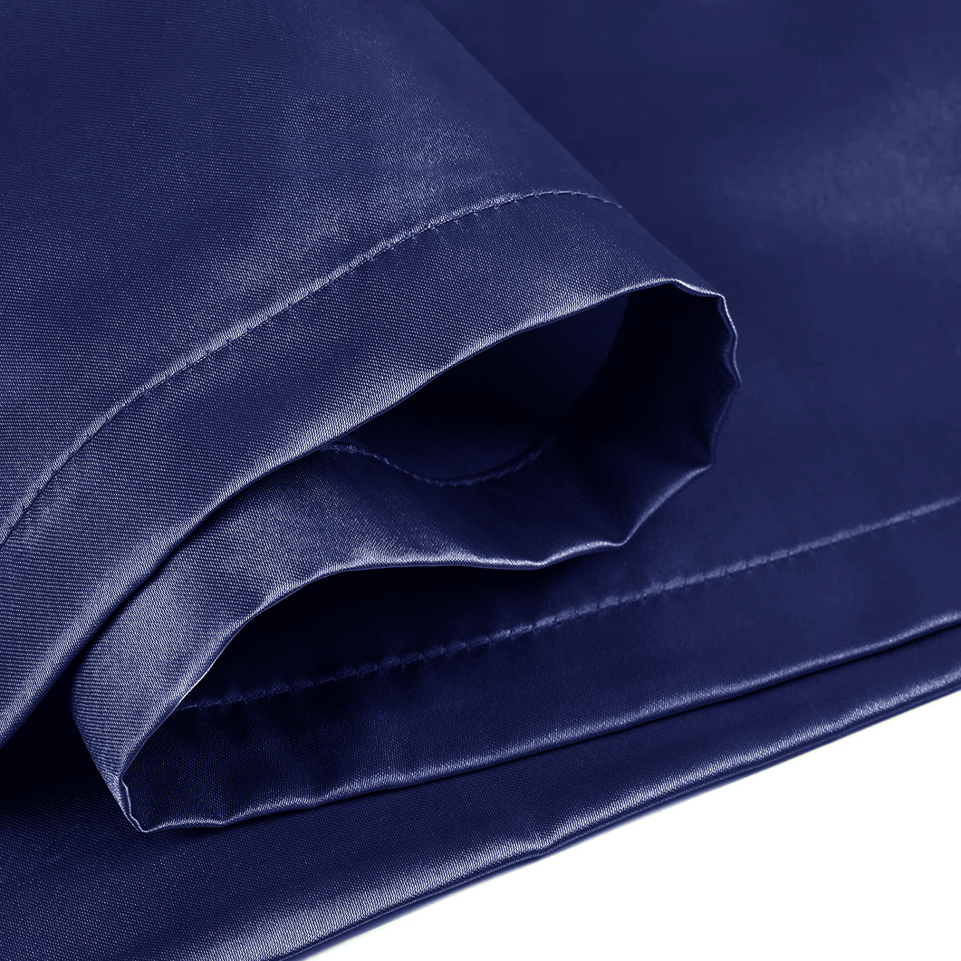 Navy Satin Silk Pillowcases Pair