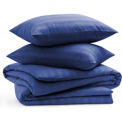 4 Piece Stripe Bedding Set - Duvet Cover, Fitted Sheet & Pillowcases