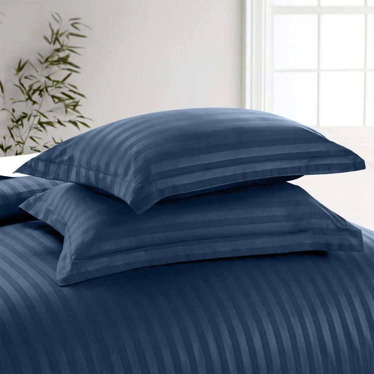 Navy Striped Bedding Duvet Cover Set